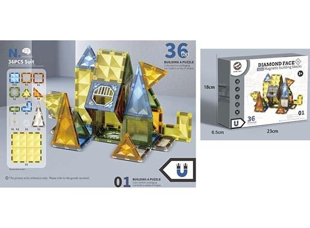 36Pcs DIY Diamond Design Magnetic Tiles Building Blocks
