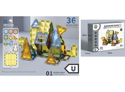 36Pcs DIY Diamond Design Magnetic Tiles Building Blocks