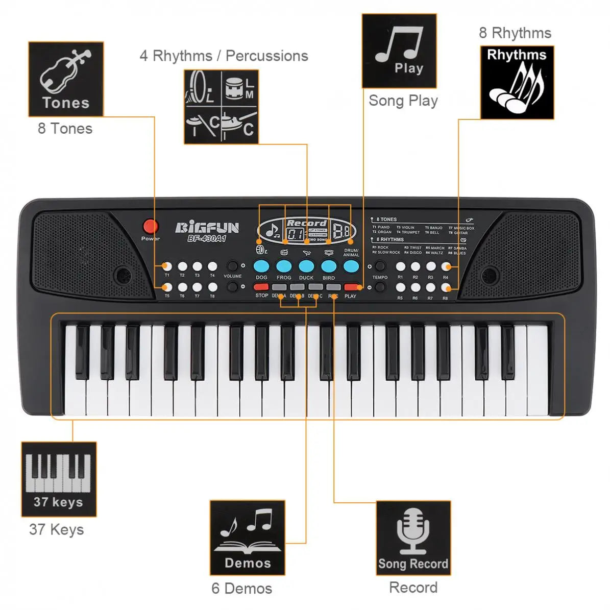 Big Fun 37 Keys Electronic Keyboard With Microphone