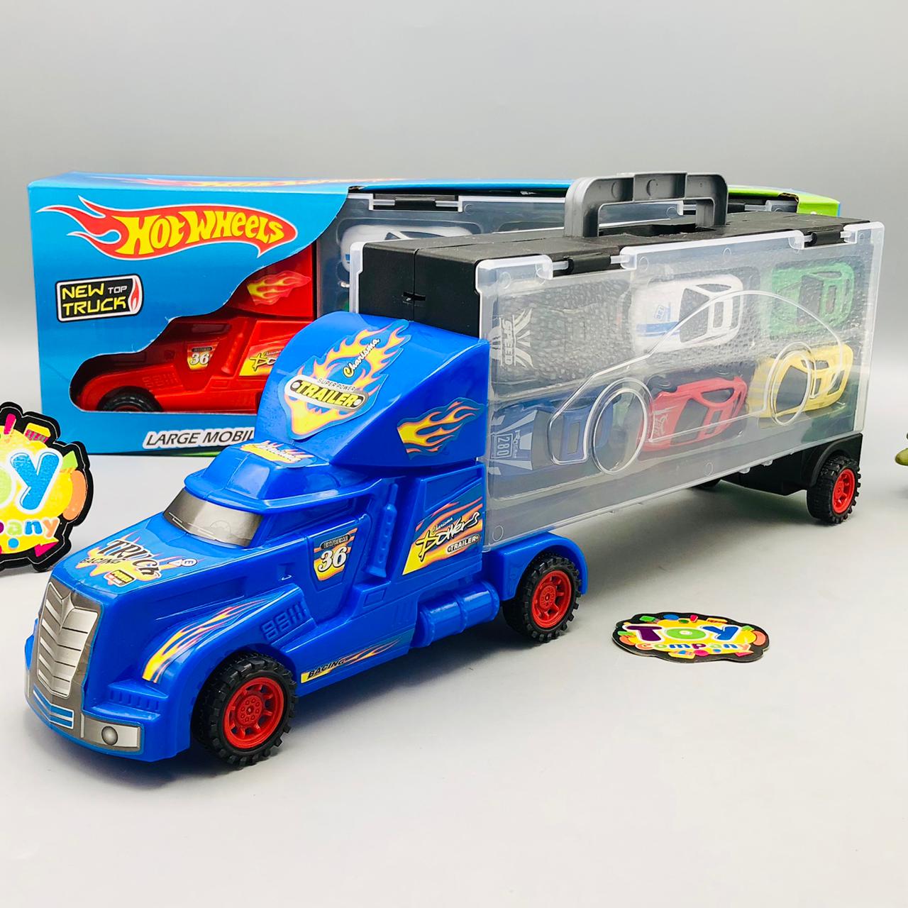 Hot Wheels Car Carrying Trailer Truck - 6Pcs Cars