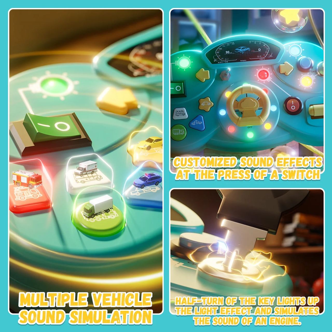 Toddlers Mini Steering Wheel With Colorful Lights