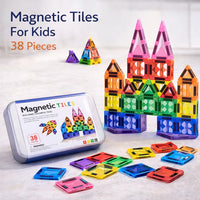 38Pcs Kids Magnetic Tiles Building Set With Storage Box
