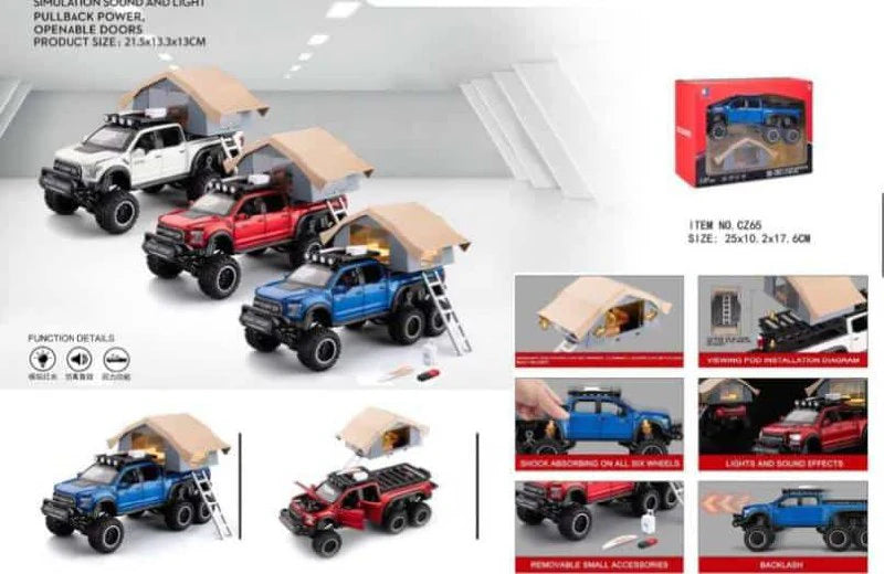 1:24 Diecast Ford Raptor F150 Camping Truck