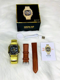 Thumbnail for Gen-10 Smart Metal Watch With Gold & Lather Belt