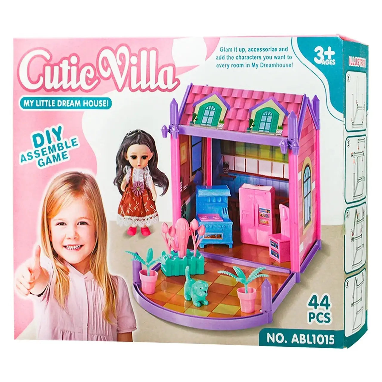 44Pcs DIY Mini Cutie Villa Doll House