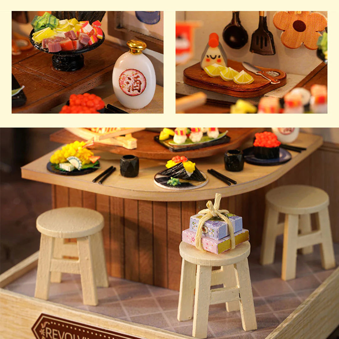 DIY Miniature Revolving Food House With LED Lights