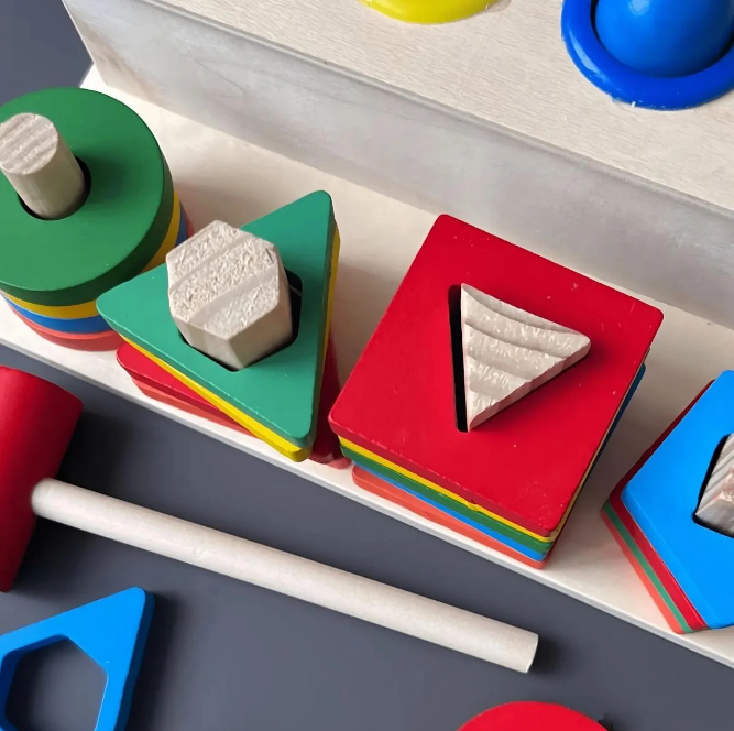 Wooden 2in1 Shape Sorter & Pounding Game