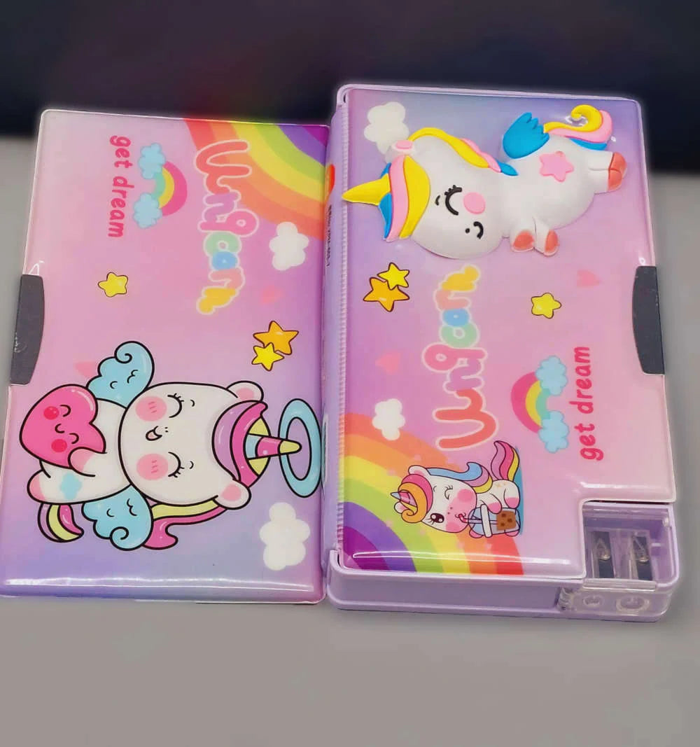 Unicorn Double Sided Geometry Box With Dual Sharpener