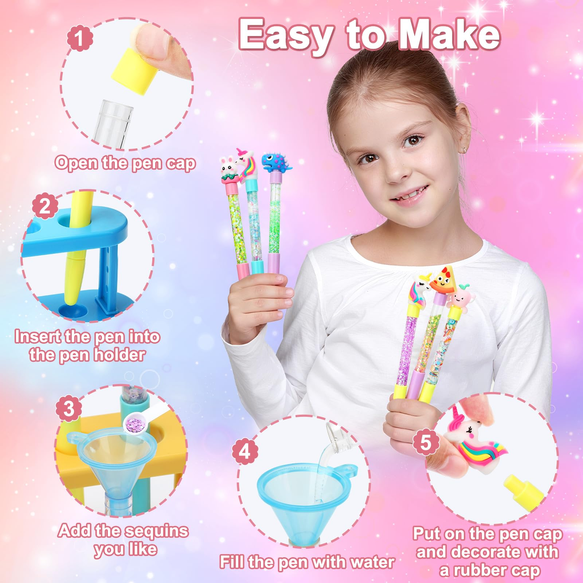 3Pcs DIY Kids Tropical Pens