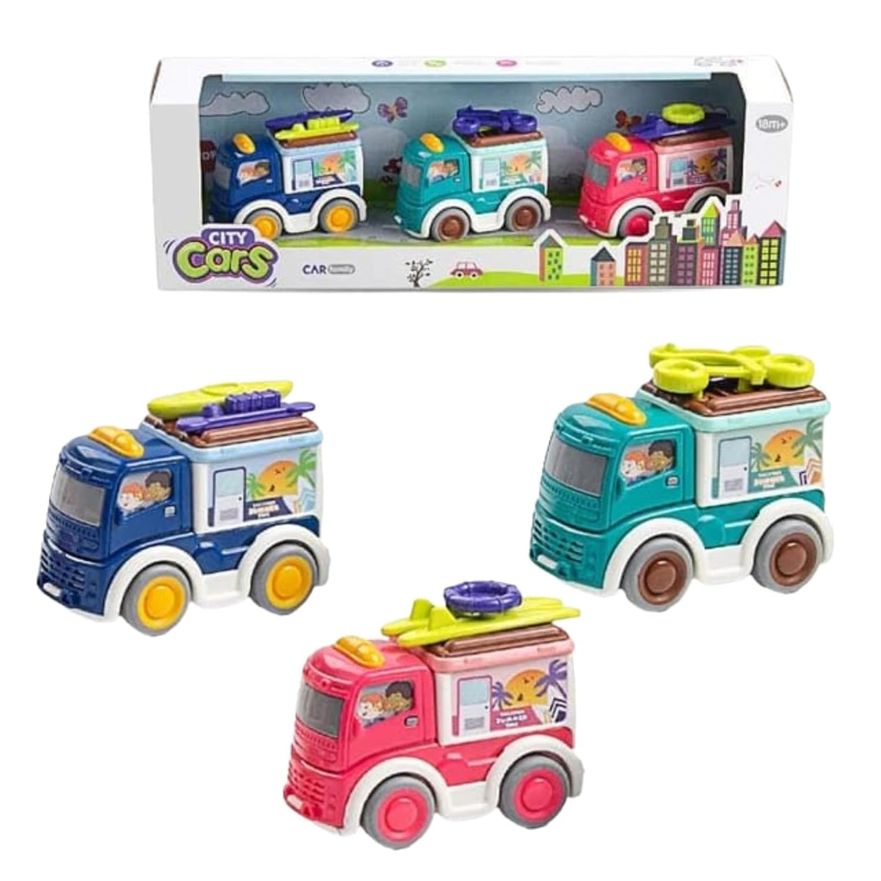 3Pcs Mini ABS Inertial City Cars Set