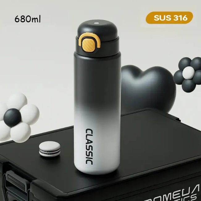 680ml Classic Dual Color Stainless Steel Water Bottle