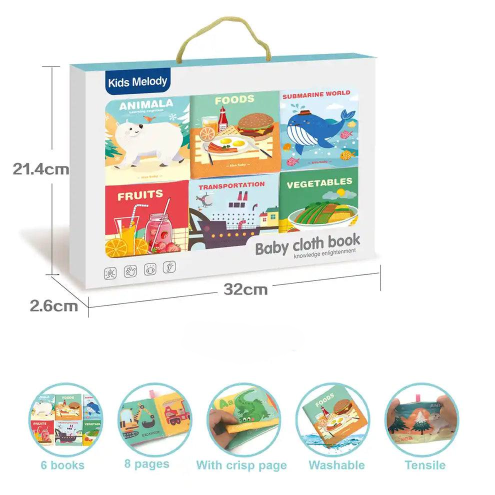 Premium Montessori Educational Cloth Book - 6Pcs