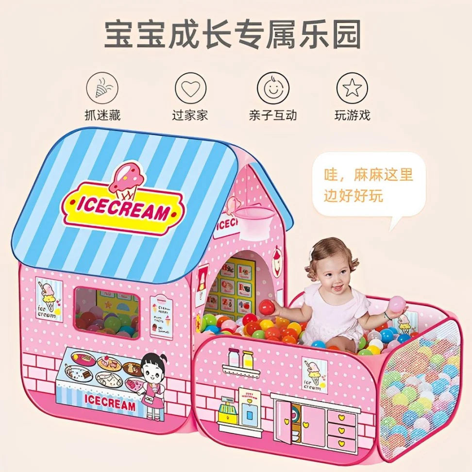 Pop-up Ice Cream Tent House For Kids With 5 Balls