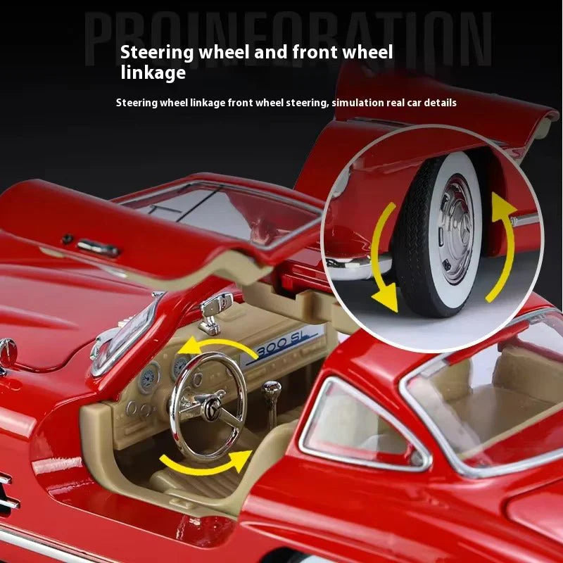 1:24 Diecast Benz 300SL Model With Acrylic Box - Red