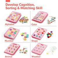 Montessori 8 Pages Multi-functional Activity Busy Book - Pink