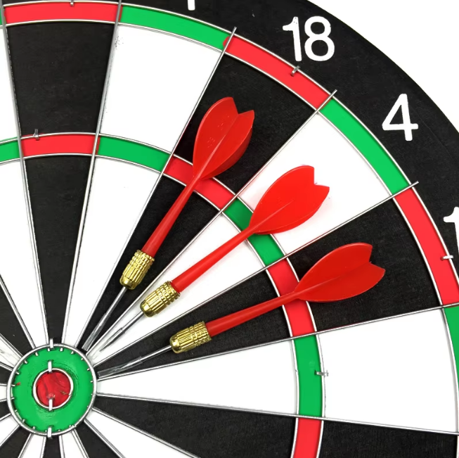 15" Professional & Leisure Double-Sided Dart Board - 6 Steel Tip Darts