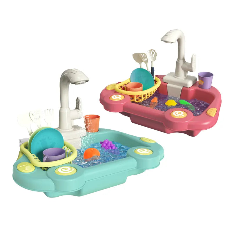 19Pcs Battery Operated Kitchen Wash Basin Play Set
