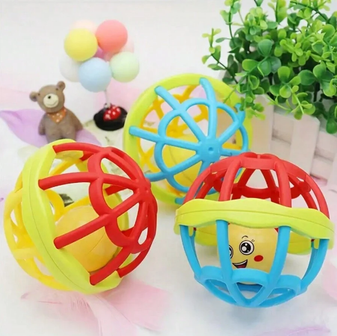 1Pc Baby Soft Teether & Rattle Ball