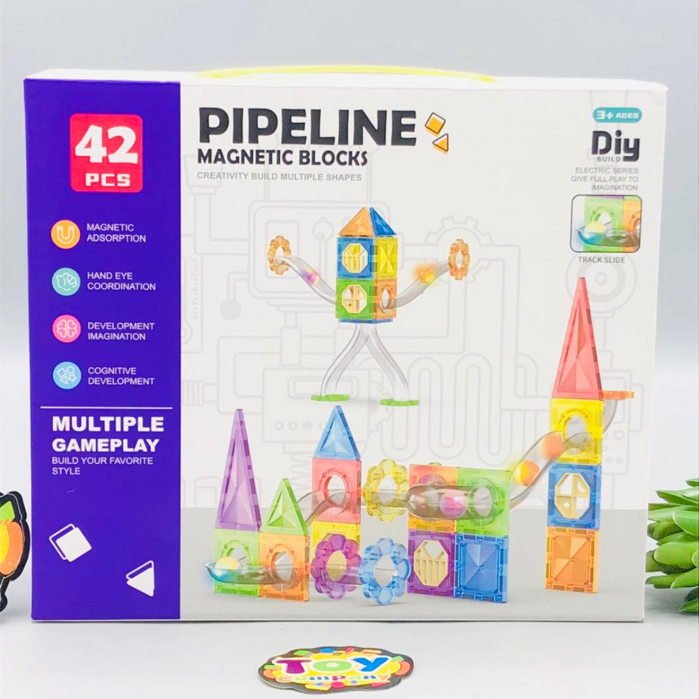 42Pcs Pipeline Magnetic Tiles Building Blocks