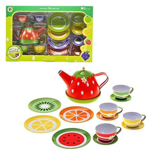 14Pcs Fruits Themed Metal Tea Set For Kids