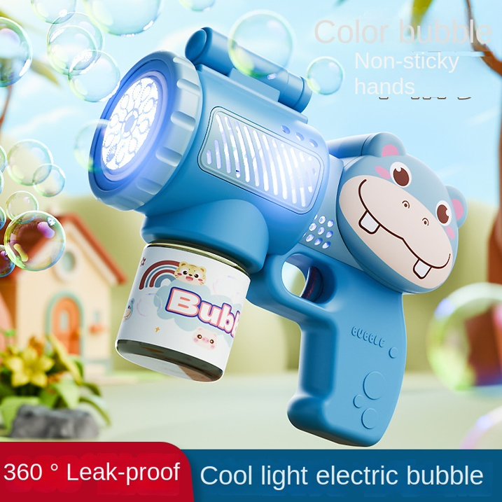 Cute Hippo Animal Colorful Bubble Gun