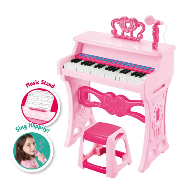 37 Keys Electronic Keyboard Piano With Microphone & Stool