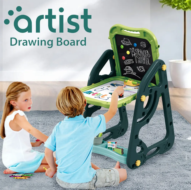 Multi-functional Artistic Drawing Board With Stool - Green