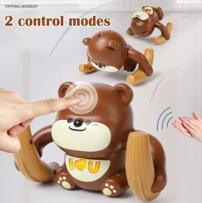 Electric Tumbling Bear With Light & Music - Brown