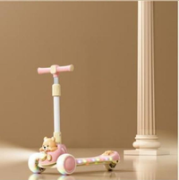 Bear Adjustable Height Kids Scooter With Light & Music - Pink