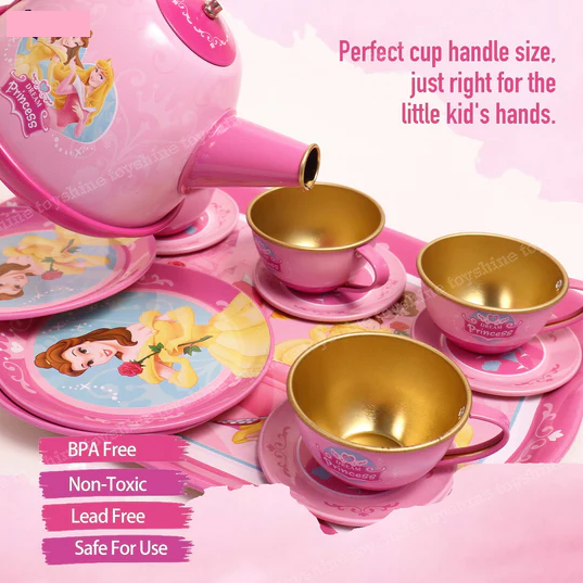 14Pcs Princess Themed Kids Metal Tea Set