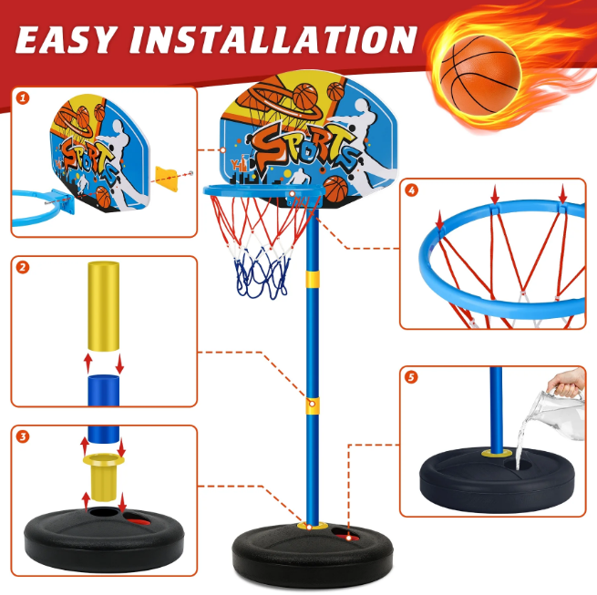 Kids Adjustable Height Basketball Play Set