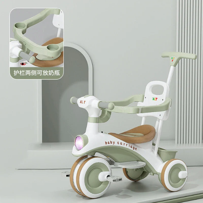Kids 2in1 Stroller Tricycle With Canopy - Green