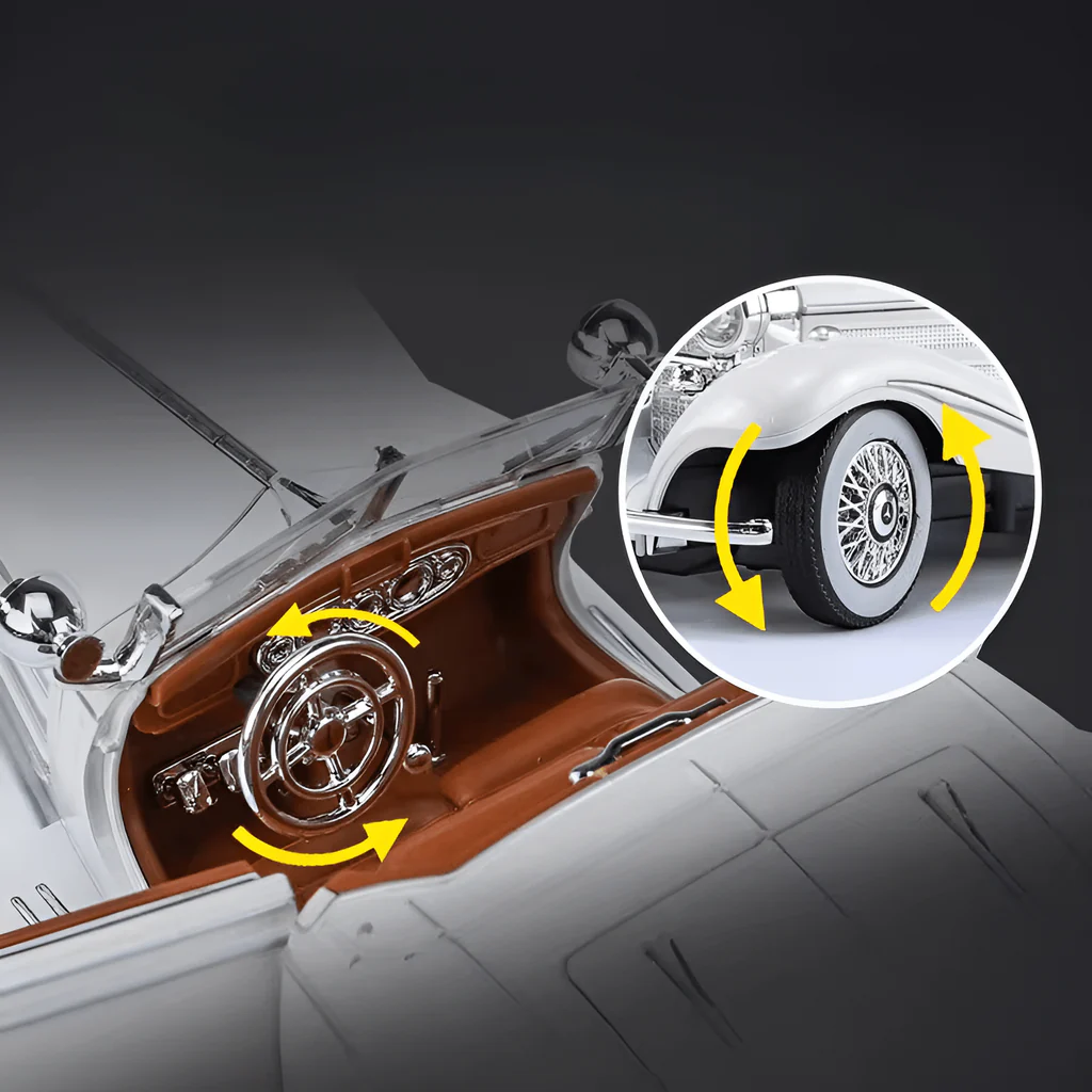 1:24 Diecast Benz 500K Classic Model With Acrylic Box - White