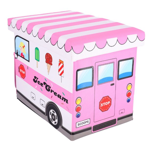 Kids Foldable Storage Box - Ice Cream Car Pink