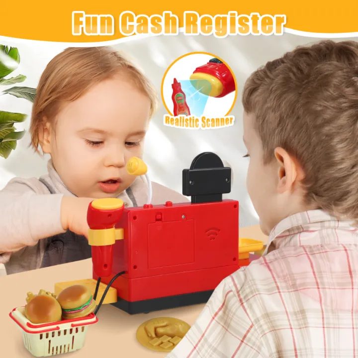 Pretend Play Burger Cash Register With Light & Sound
