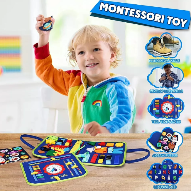 Montessori Multi-functional Activity Busy Book - Blue