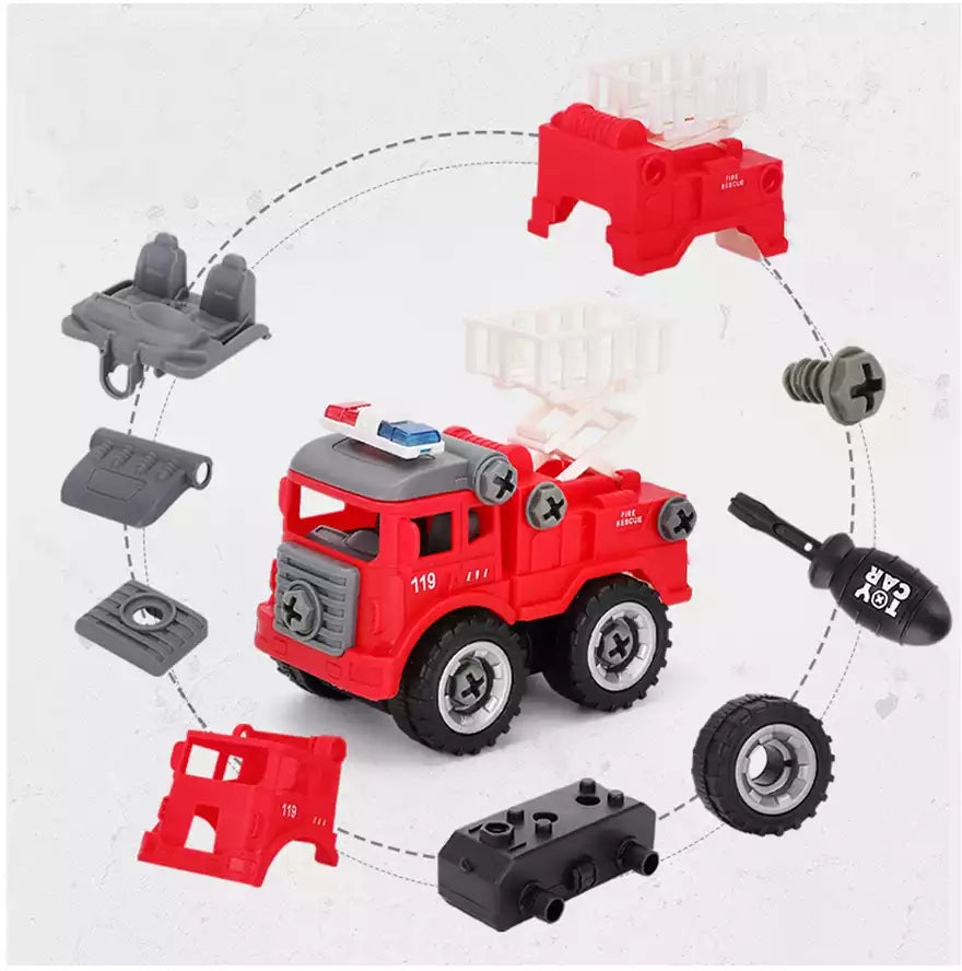 DIY 4Pcs Fire Rescue Screw Vehicle