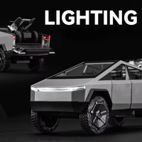 1:24 Diecast Tesla Pickup Truck Model With Trailer & Miniature