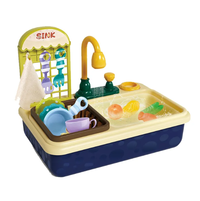 24Pcs Pretend Play Kids Kitchen Sink With Accessories