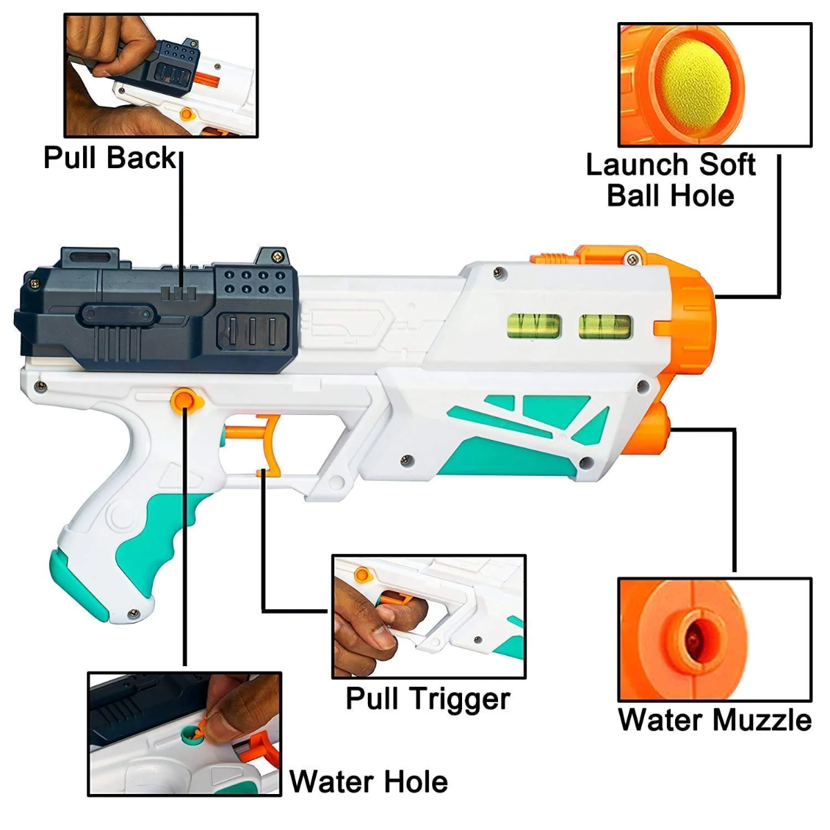 2in1 Manual Water & Soft Ball Shooting Gun