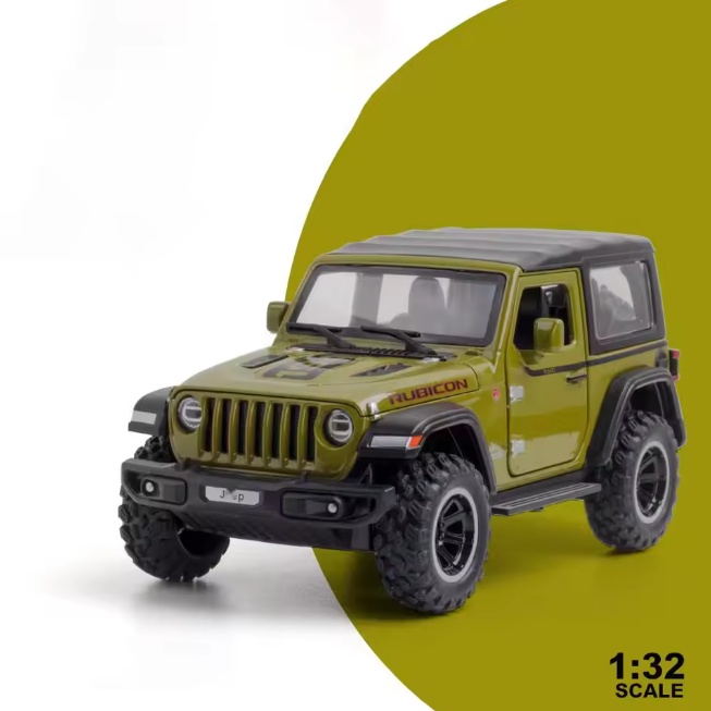 1:32 Diecast Rubicon Jeep With Acrylic Display Box - Green