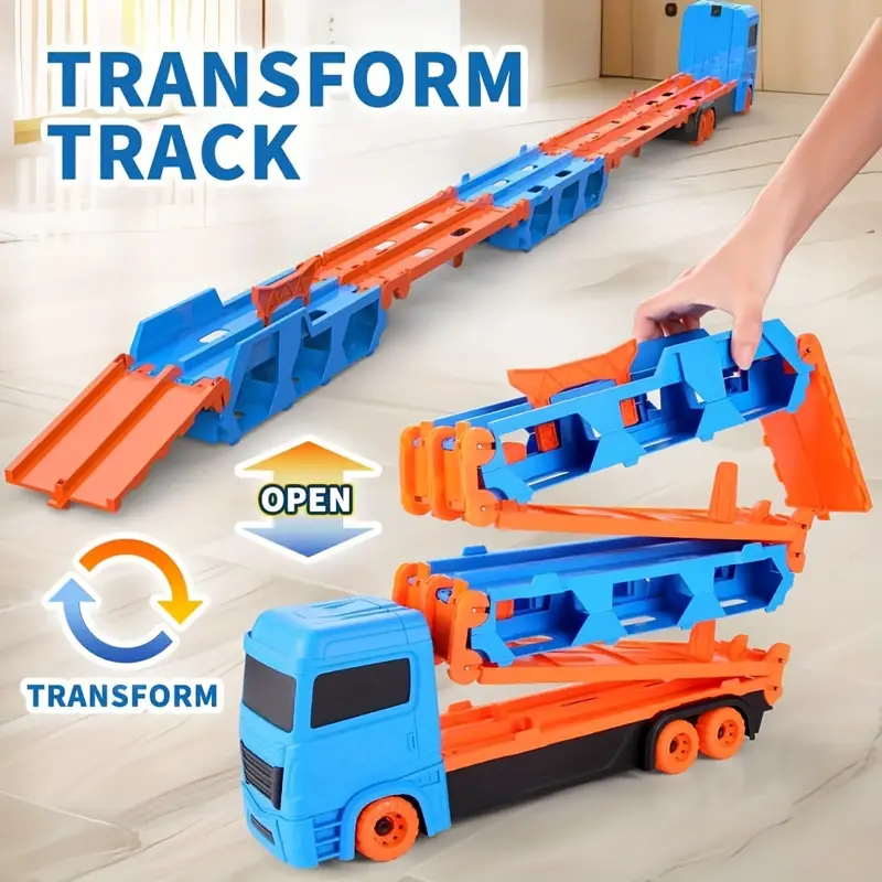 2in1 Kids Ejection Foldable Truck Track Set - 6Pcs Cars