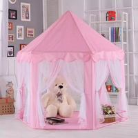 Princess Castle Play Tent House With Fairy Lights - Pink
