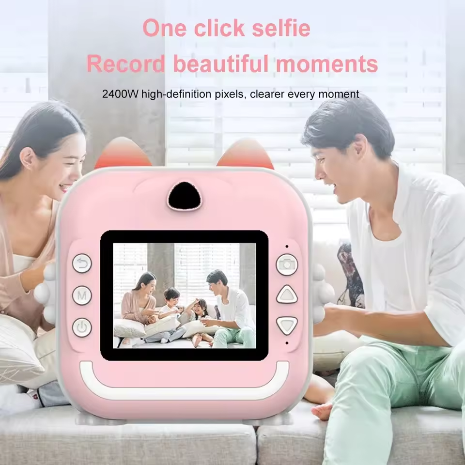 Kids Cute Bunny Shape Instant Print Camera - Pink