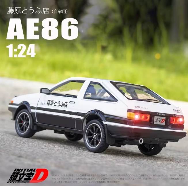 1:24 Diecast Toyota Trueno AE86 Initial D Model Car