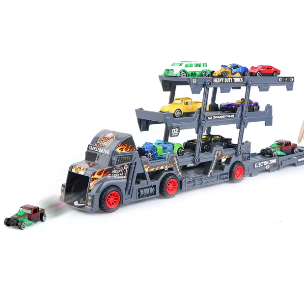 Foldable Car Launcher Transporter With 8Pcs Alloy Cars