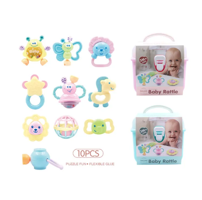 10Pcs Premium Baby Animal Rattles & Teether Set