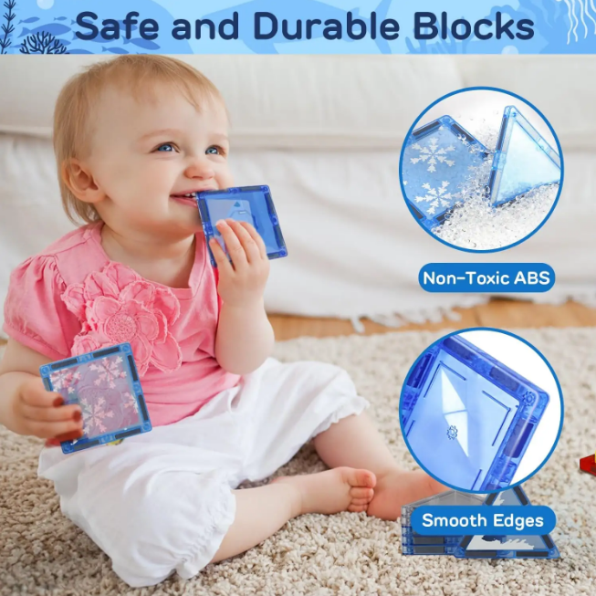 62Pcs DIY Magnetic Marine Animal Tiles Building Blocks