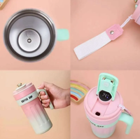 650ml Stainless Steel Temperature Display Coffee Cup - Pink