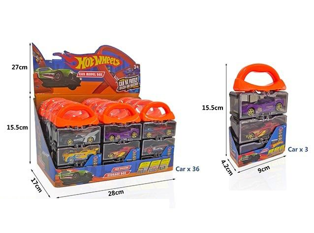 3Pcs Hot Wheel Diecast Cars with Display Racks - Assortment